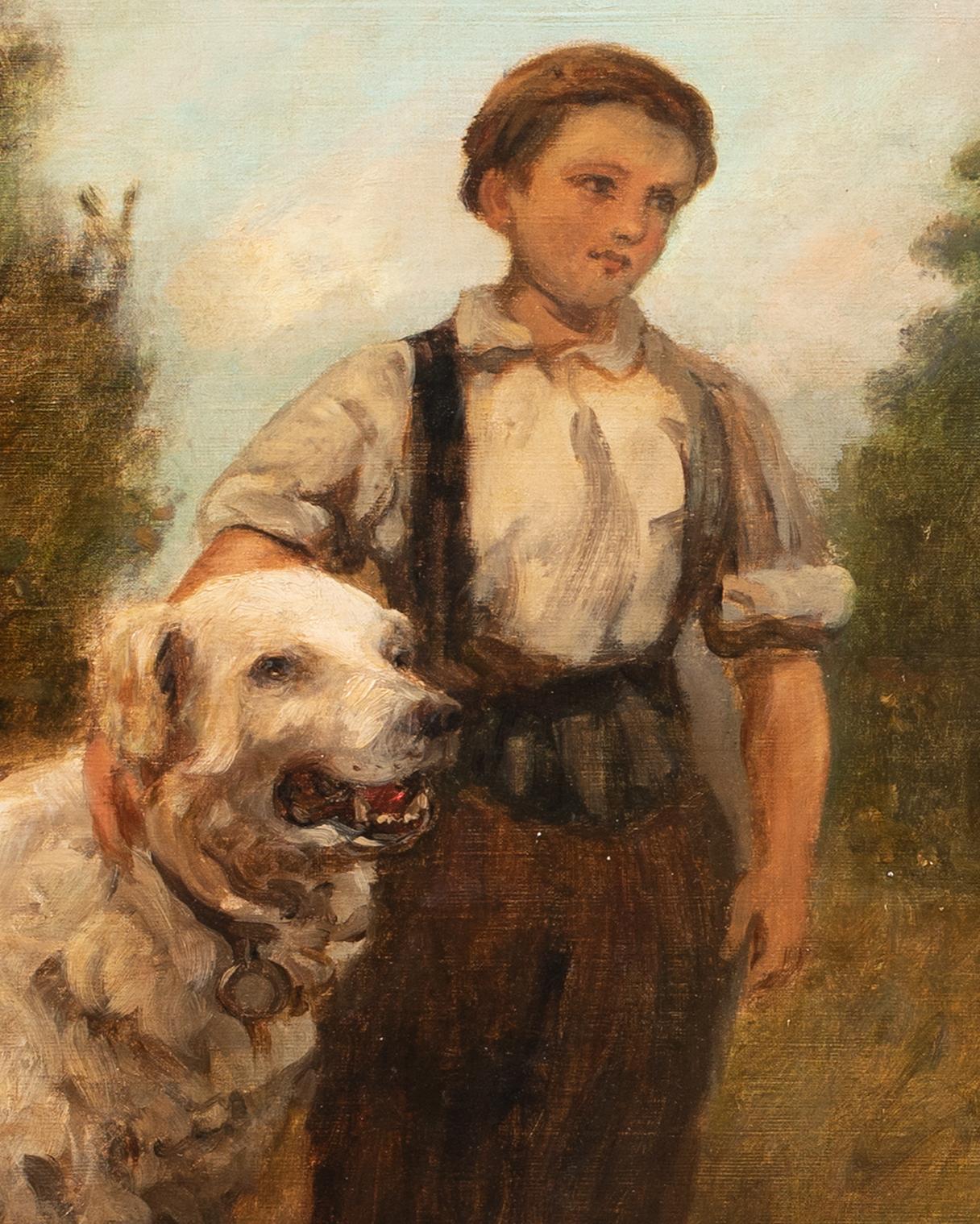 Garçon et son chien, 19ème siècle  par Jules BRETON (1827-1906)  en vente 4