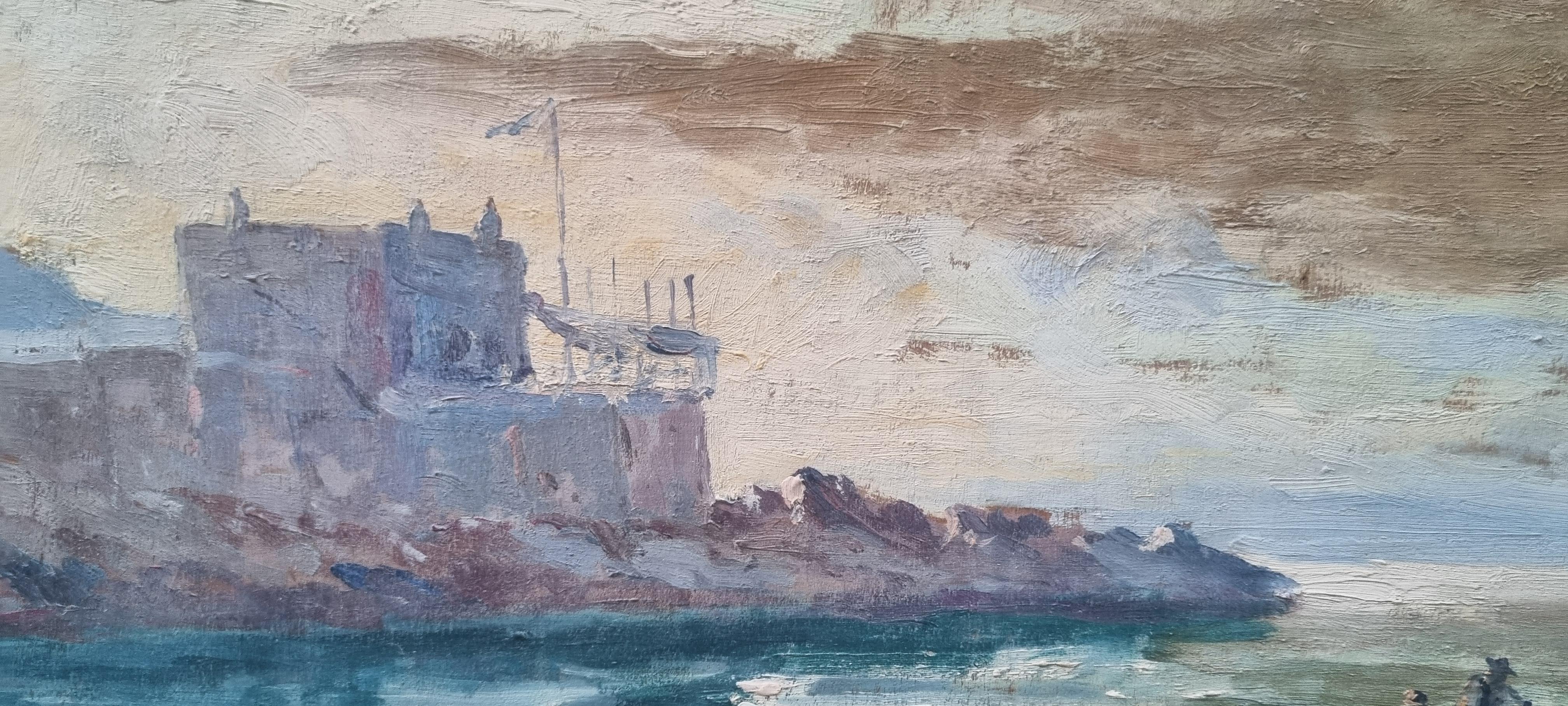 Pintura Marsella Corniche BRUNETAUT Mar Sur de Francia Impresionista XX en venta 1