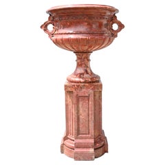 Jules CANTINI, grande urne en marbre rouge Numidia Breccia avec console