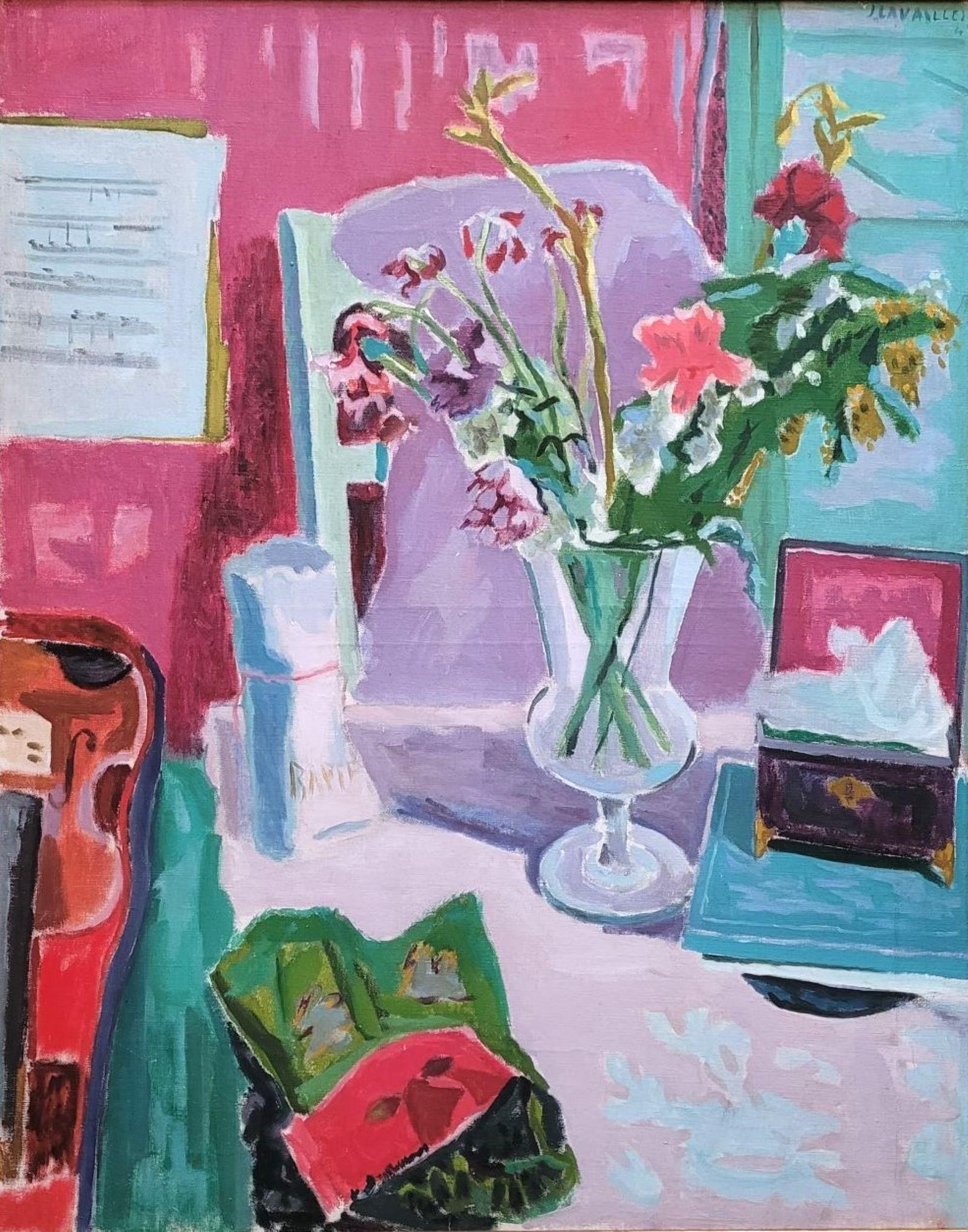 Bouquet à la partition et au violon - Painting by Jules Cavailles