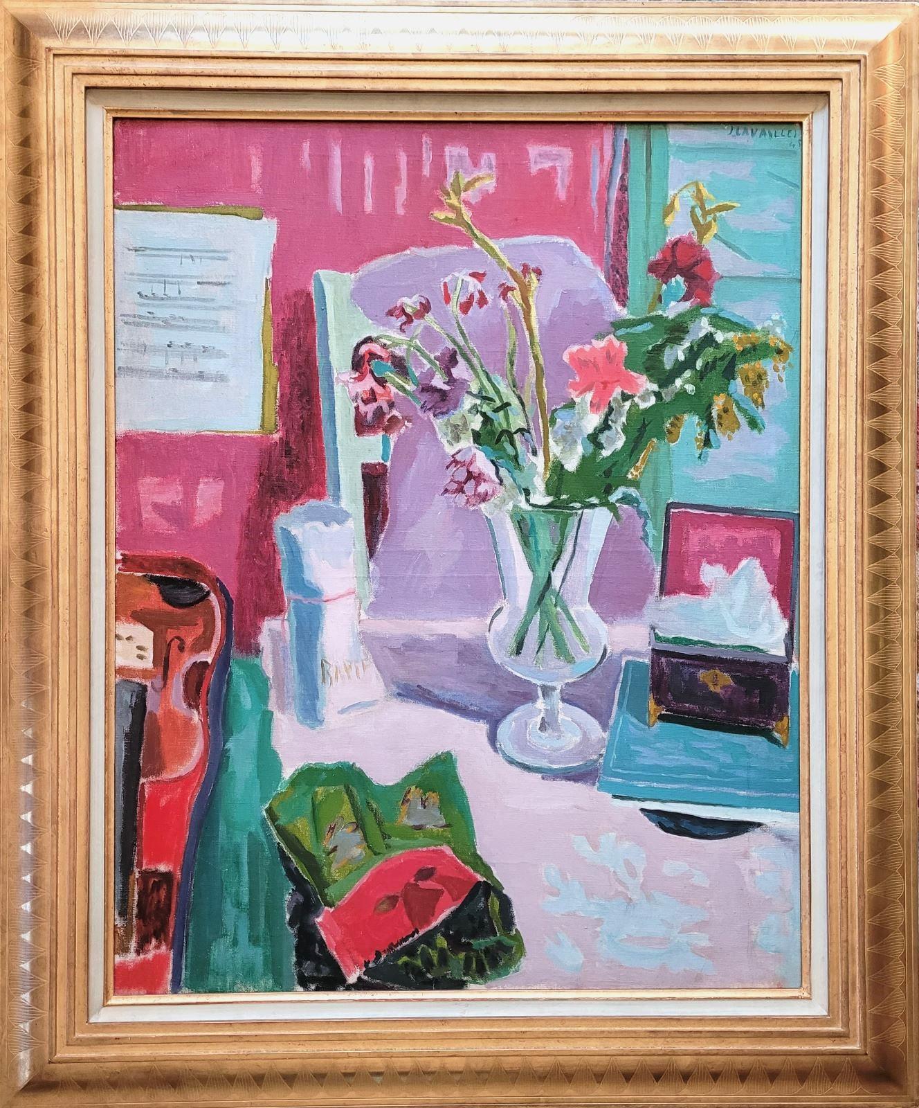 Still-Life Painting Jules Cavailles - Bouquet à la partition et au violon