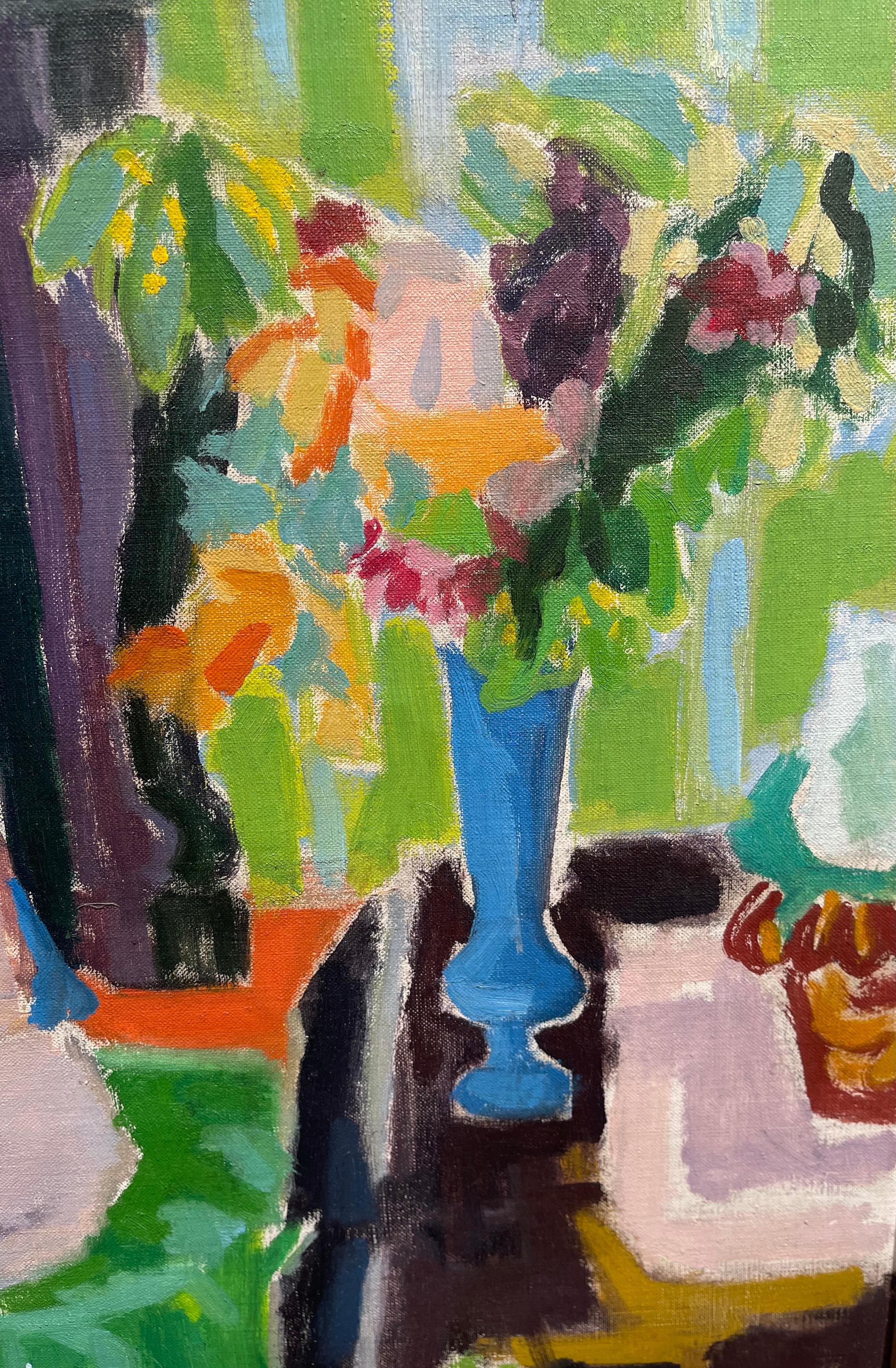 Peinture colorée à l'huile sur toile Nu en studio - Painting de Jules Cavailles
