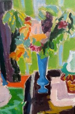 Pintura colorida al óleo sobre lienzo Desnudo en el estudio