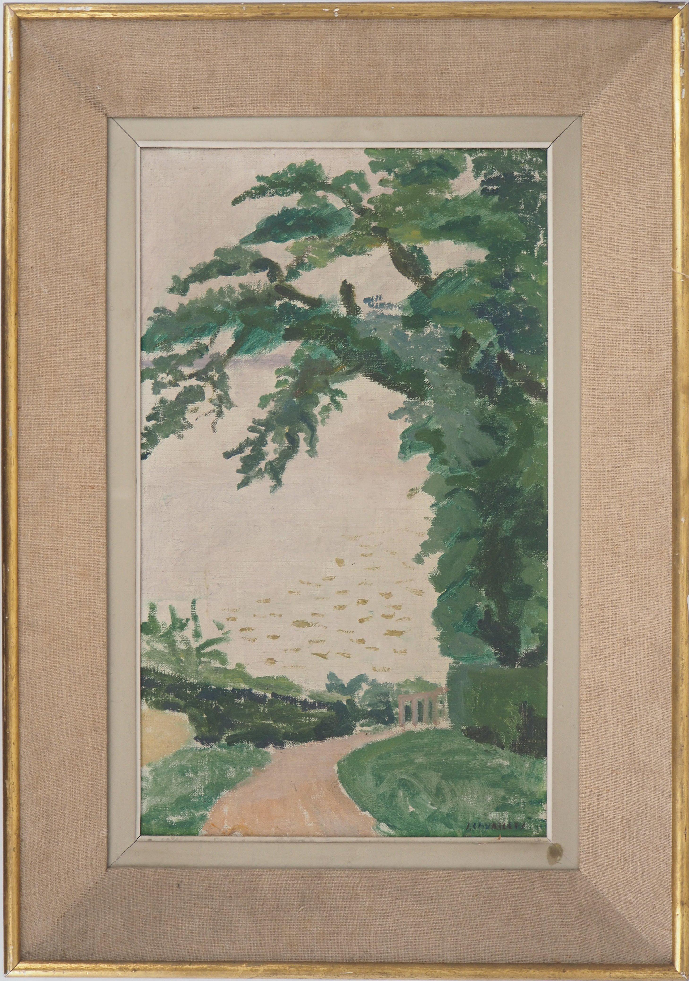 Landscape Painting Jules Cavailles - Normandy, Countryside Road - Huile sur toile originale, signée