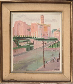 Rome, The Forum Seen From the Colosseum - Huile originale sur toile, signée