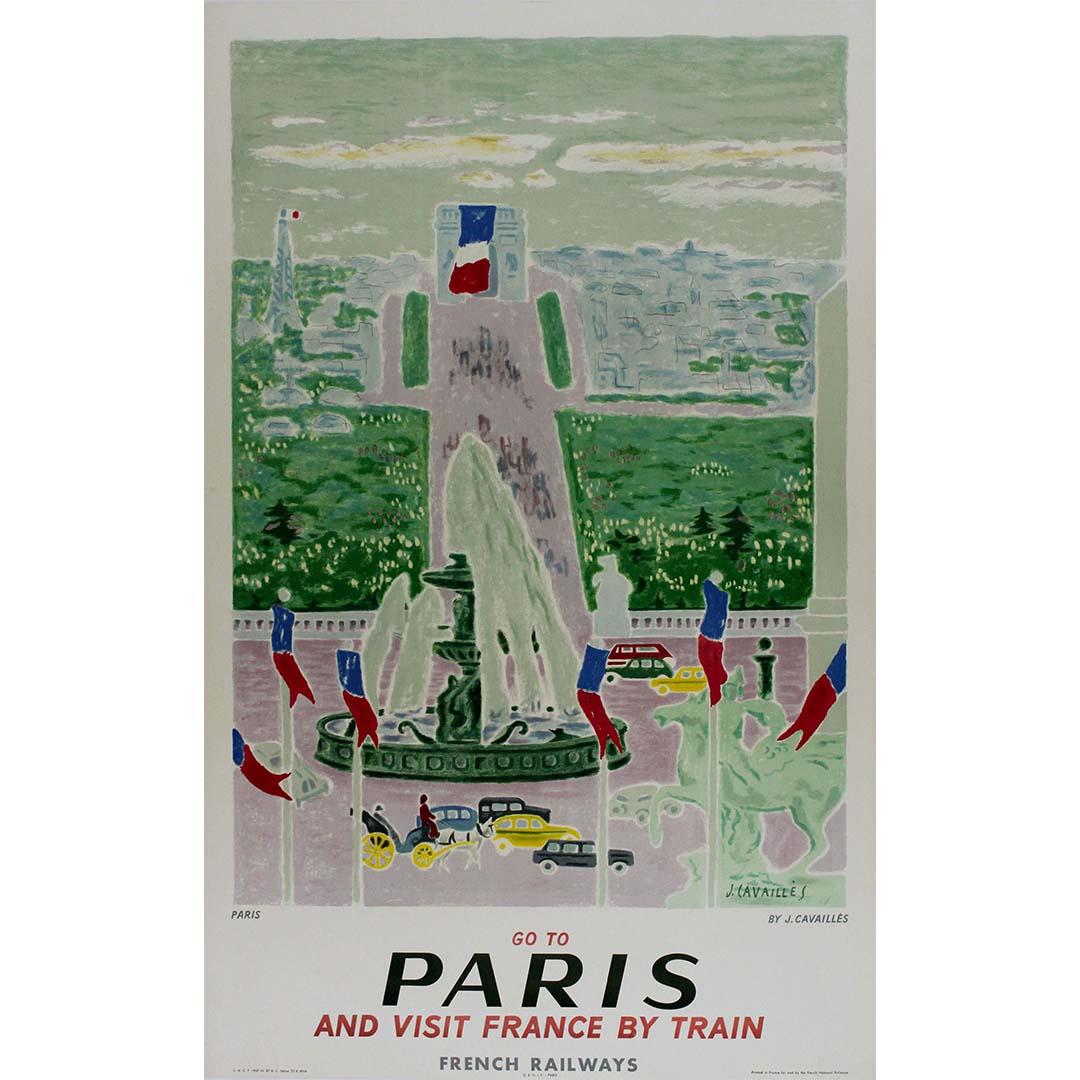 Jules Cavaillès 1957 Affiche originale de la SNCF à Paris - Print de Jules Cavailles