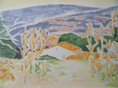 Landscape in Provence : The Old House - Original lithograph, Handsigned