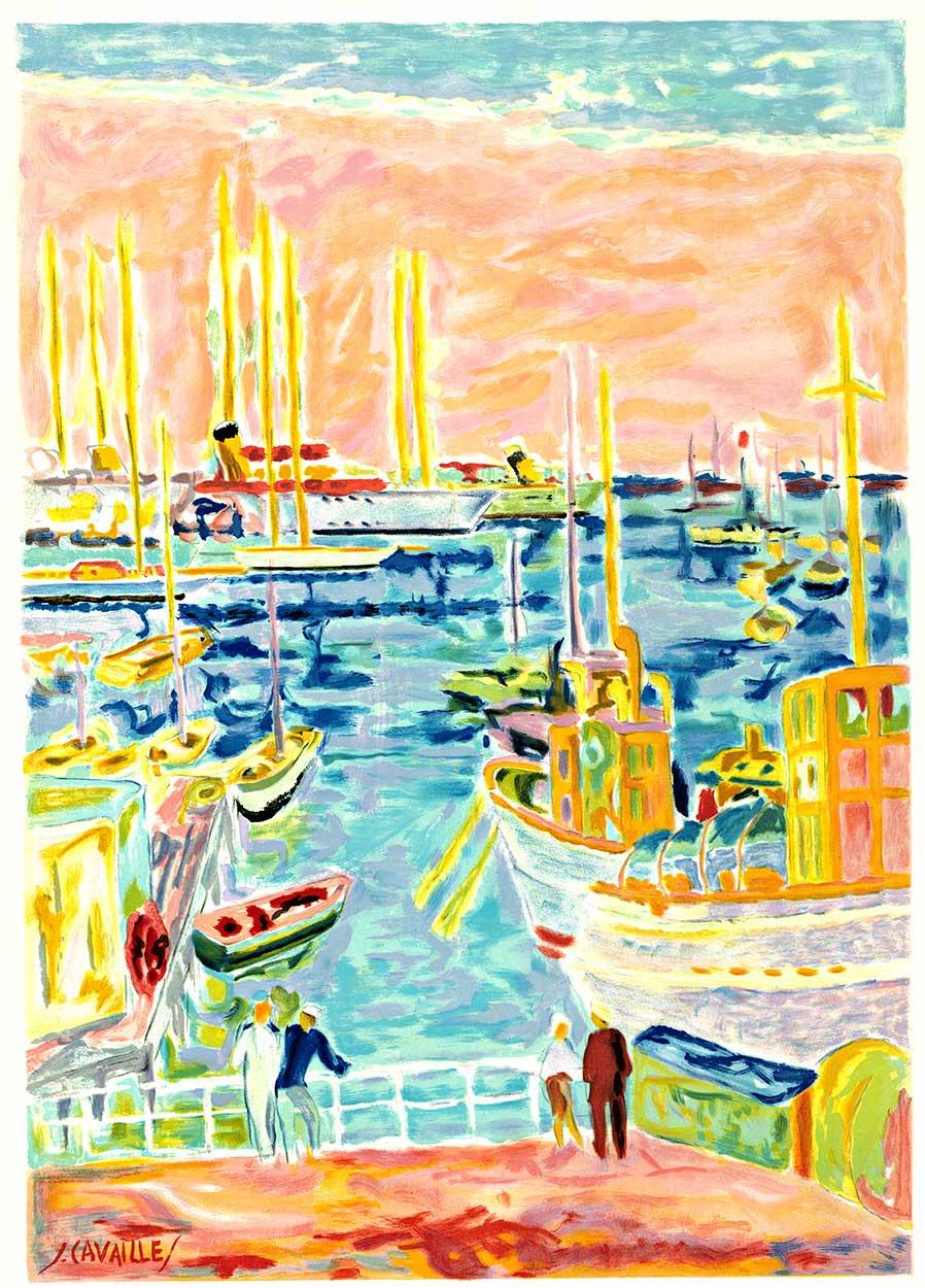 Vintage-Reiseplakat The French Riviera (Cote d'Azur) Französische Eisenbahnen, Vintage – Print von Jules Cavailles