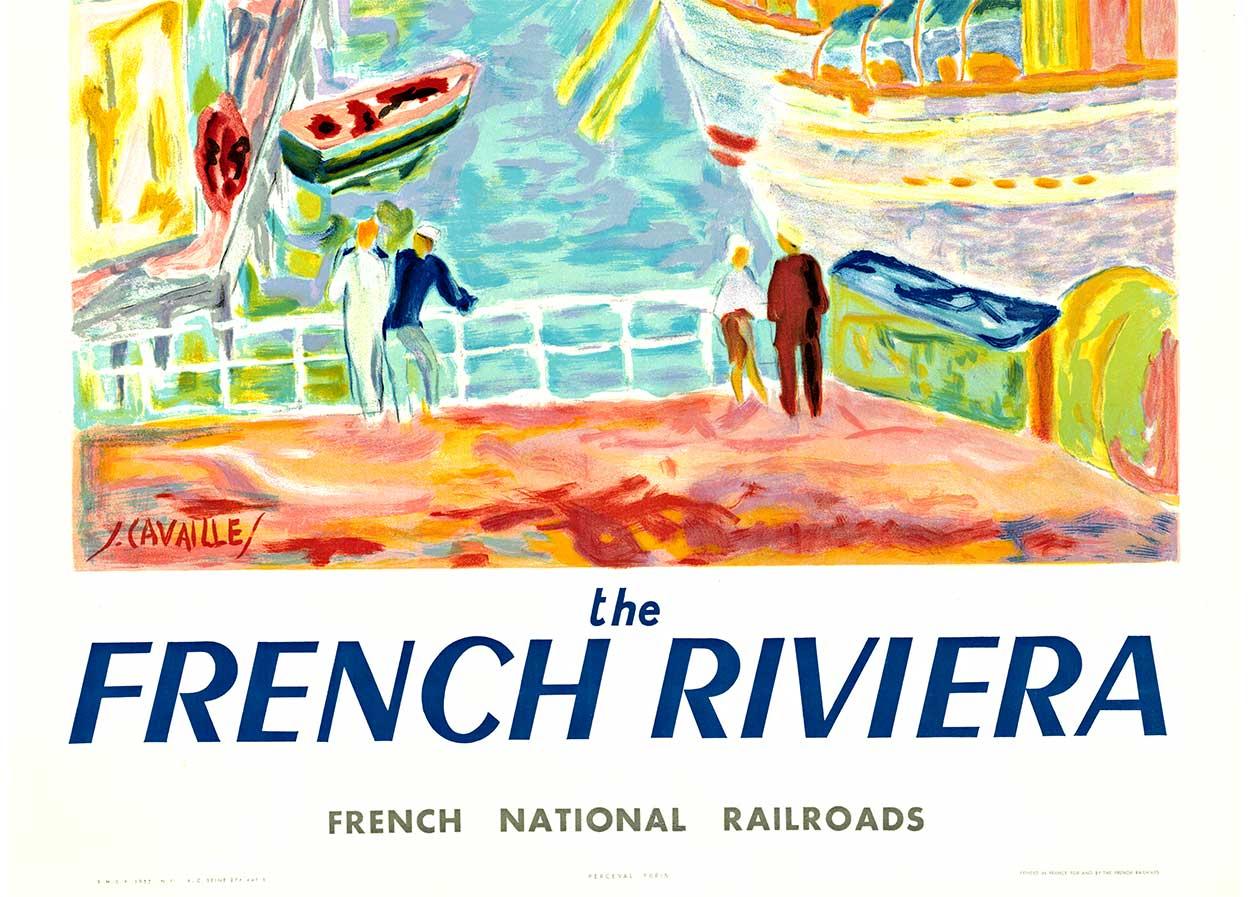 Vintage-Reiseplakat The French Riviera (Cote d'Azur) Französische Eisenbahnen, Vintage (Amerikanische Moderne), Print, von Jules Cavailles