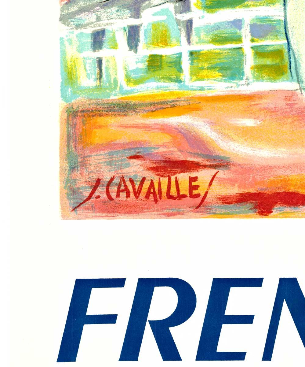 Vintage-Reiseplakat The French Riviera (Cote d'Azur) Französische Eisenbahnen, Vintage (Beige), Landscape Print, von Jules Cavailles