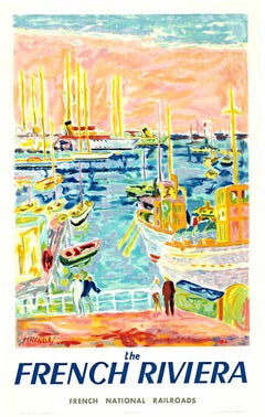 Original The French Riviera (Cote d'Azur) French Railways vintage travel poster