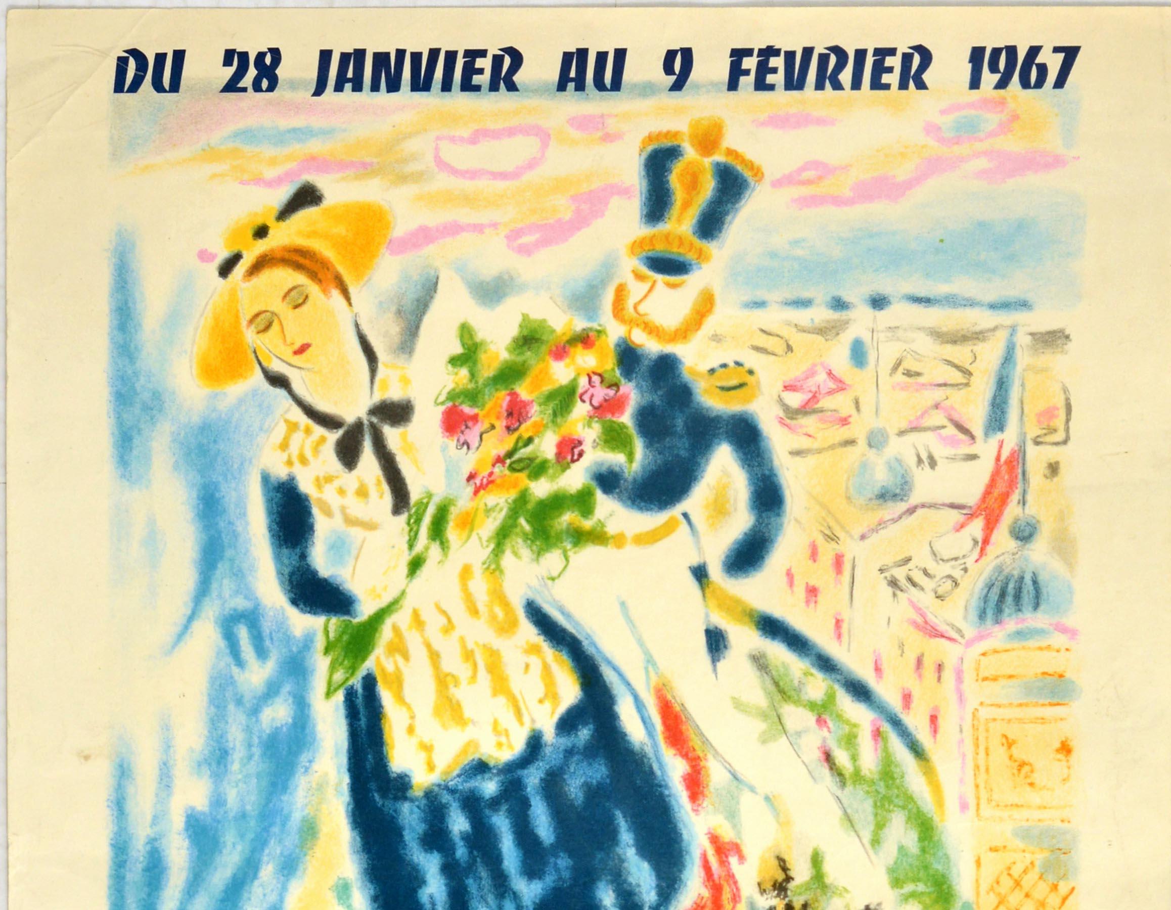 Affiche de voyage vintage d'origine Nice Carnival French Riviera de Jules Cavailles 2