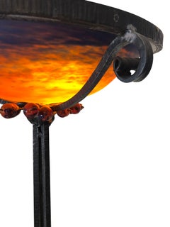 Jules Cayette & Charles Schneider Art Nouveau Wrought Iron Floor Lamp