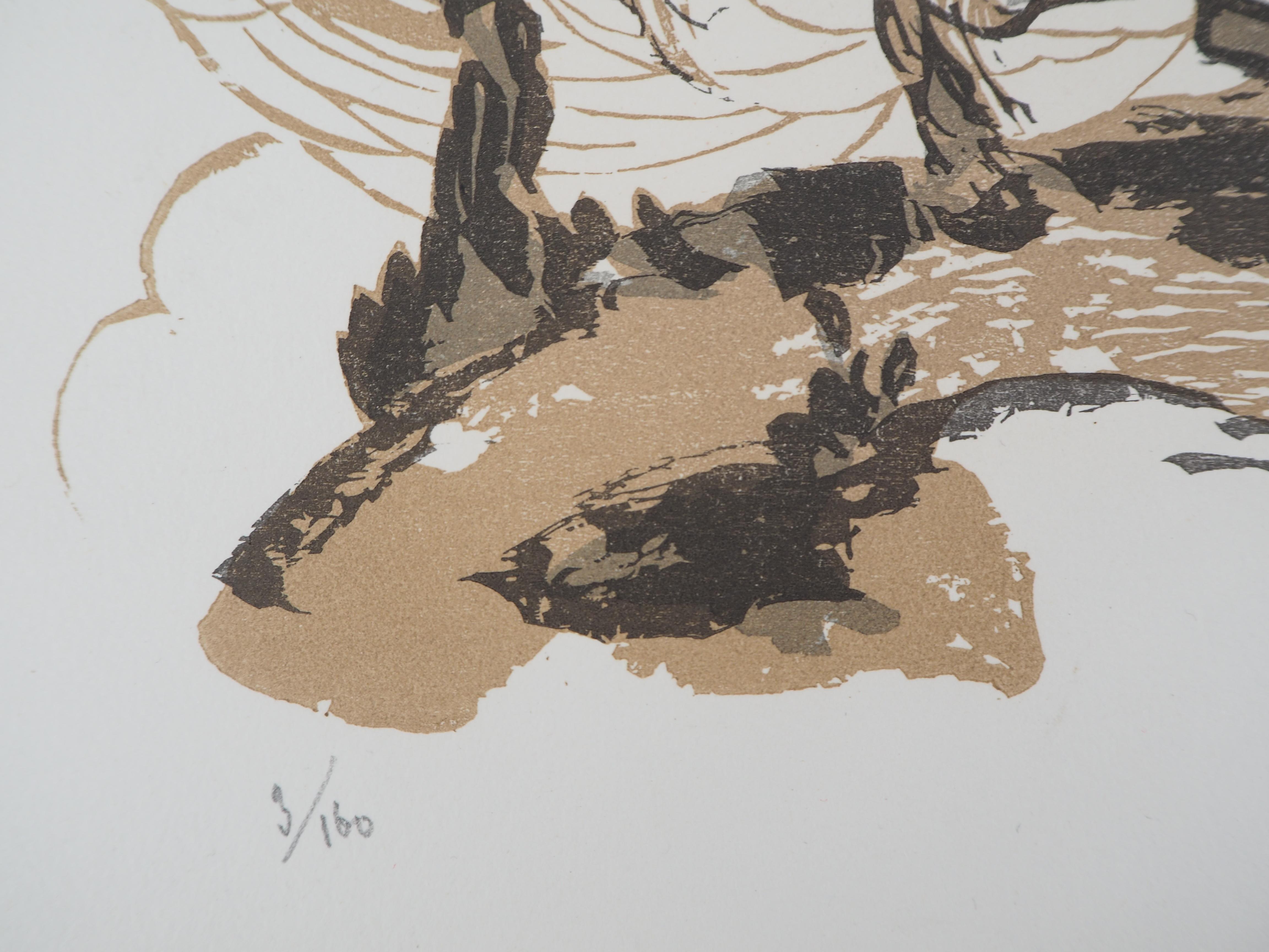 Jules CHADEL (1870-1941)
Mythology : Fight with a Centaur, 1929

Original woodcut
Handsigned in pencil
Numbered /160
On Perrigot vellum 32.5 x 25.5 cm (c. 13 x 10 in)
Bears the blind stamp of the editor 'Imagier de la Gravure sur Bois' (Lugt