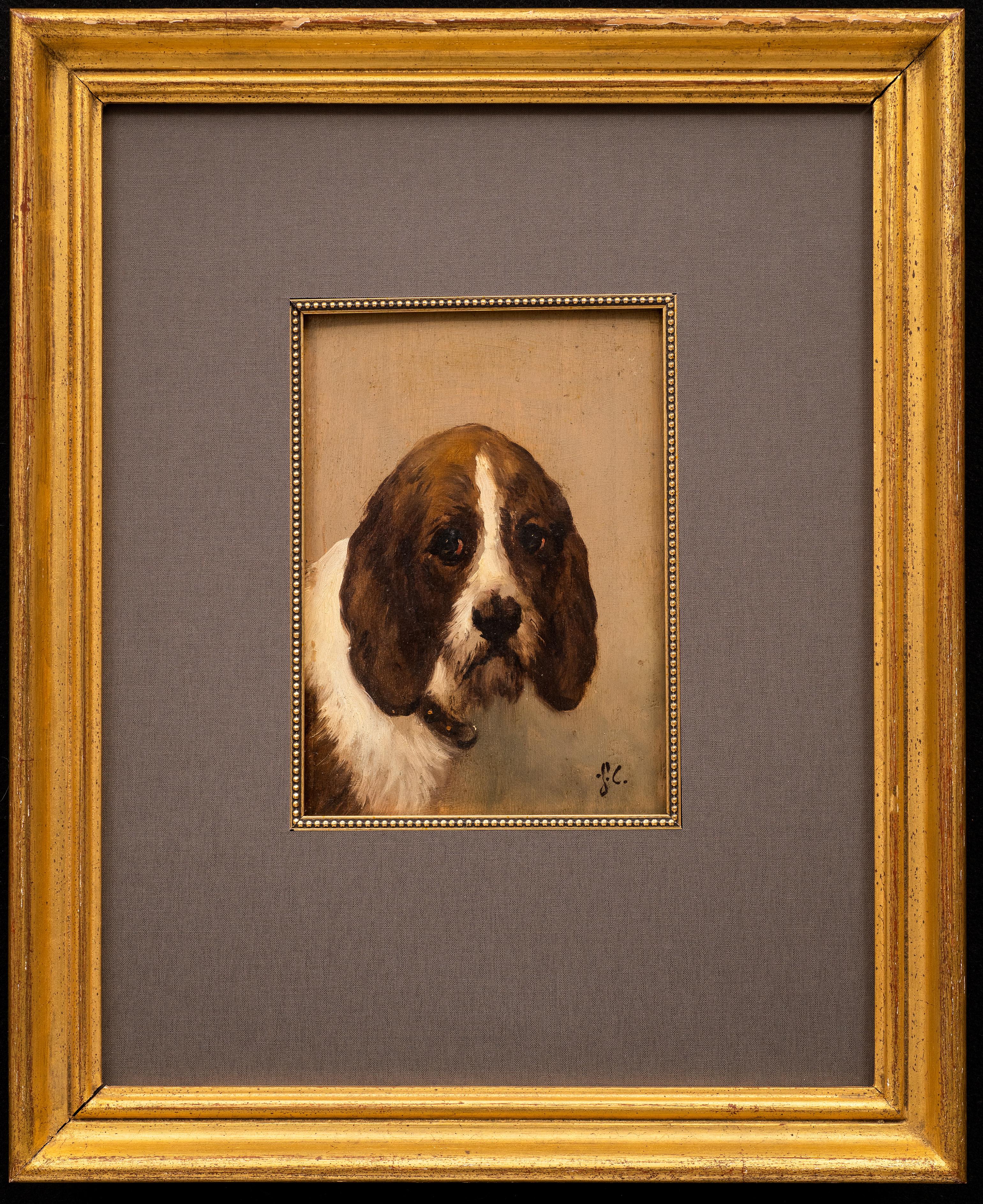 Antique Painting of a Hunting Dog Jules Chardigny (1849-1892) Circa 1870 For Sale 1