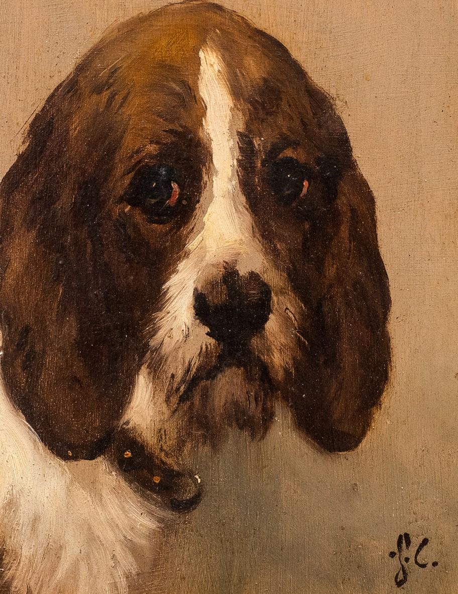 Antique Painting of a Hunting Dog Jules Chardigny (1849-1892) Circa 1870 For Sale 2