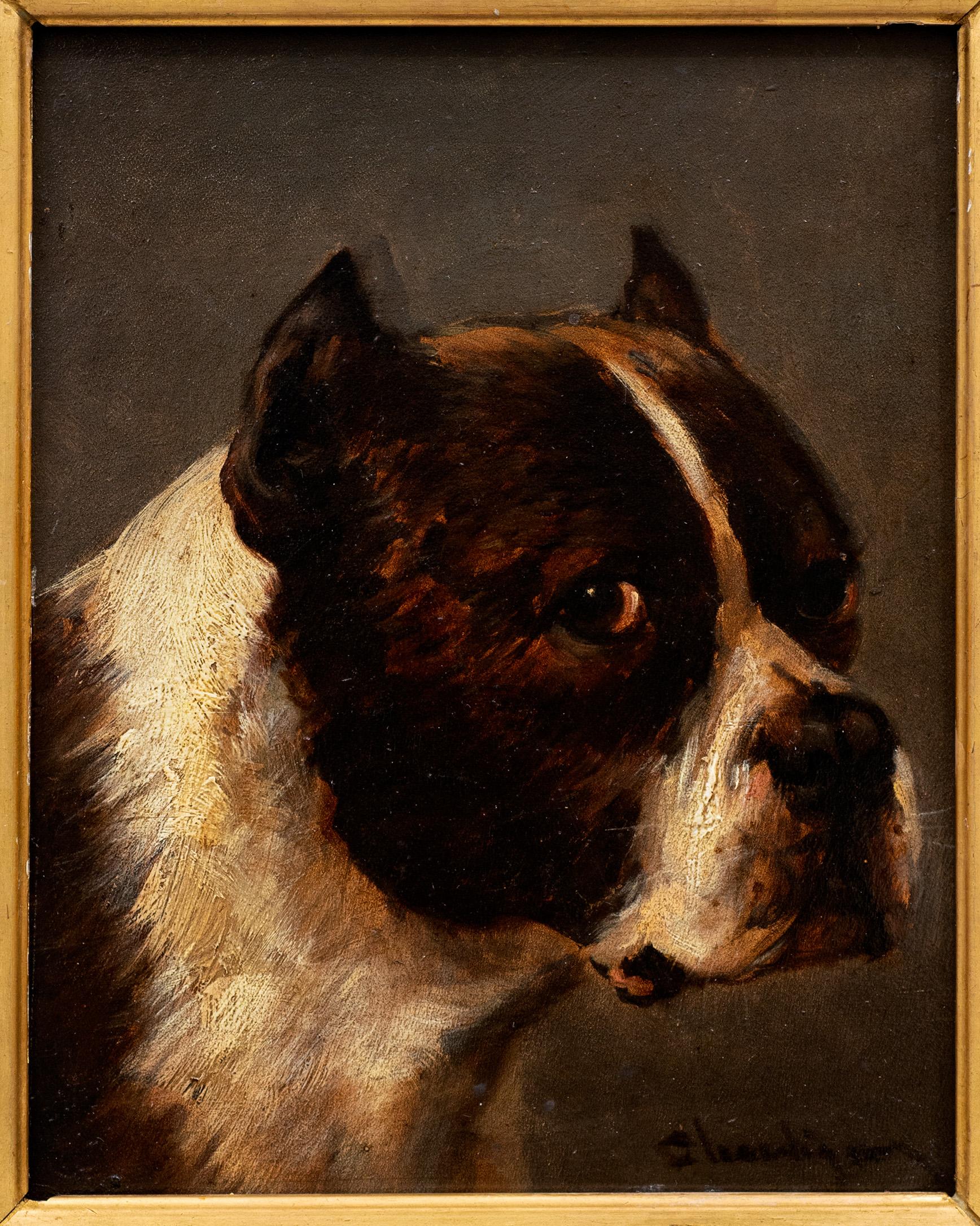 Pittura di cani: Cane da toro; (Poppa. Théodore Géricault) di Jules Chardigny, 1870 ca. - Painting di Jules Chardigny 