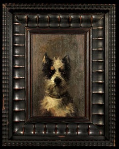 Circa 1870s Dog Painting of a Terrier, by Jules Chardigny (1849-1892): V. 2