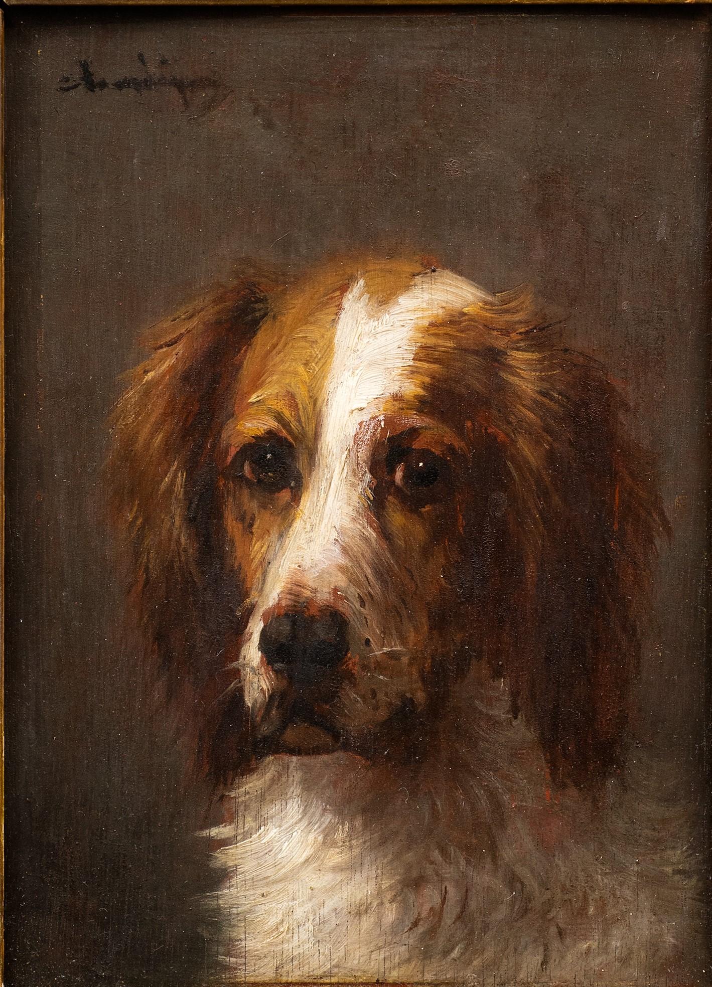 Dog Portrait of a Hunting Dog by Jules Chardigny (1849-1892) circa 1870s 1