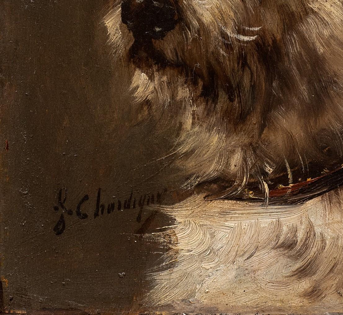 Retrato de perro Terrier 3/4 Vista de Jules Chardigny (1849-1892) circa 1870s en venta 4