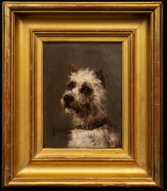 Portrait d'un Terrier vu de 3/4 par Jules Chardigny (1849-1892) circa 1870s