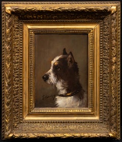 Dog Portrait of a Terrier Side View by Jules Chardigny (1849-1892) circa 1870s