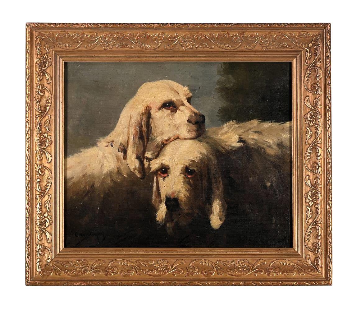 portrait of 2 dogs, Grand Griffon Vendéen Hunting Dogs by Jules Chardigny For Sale 1