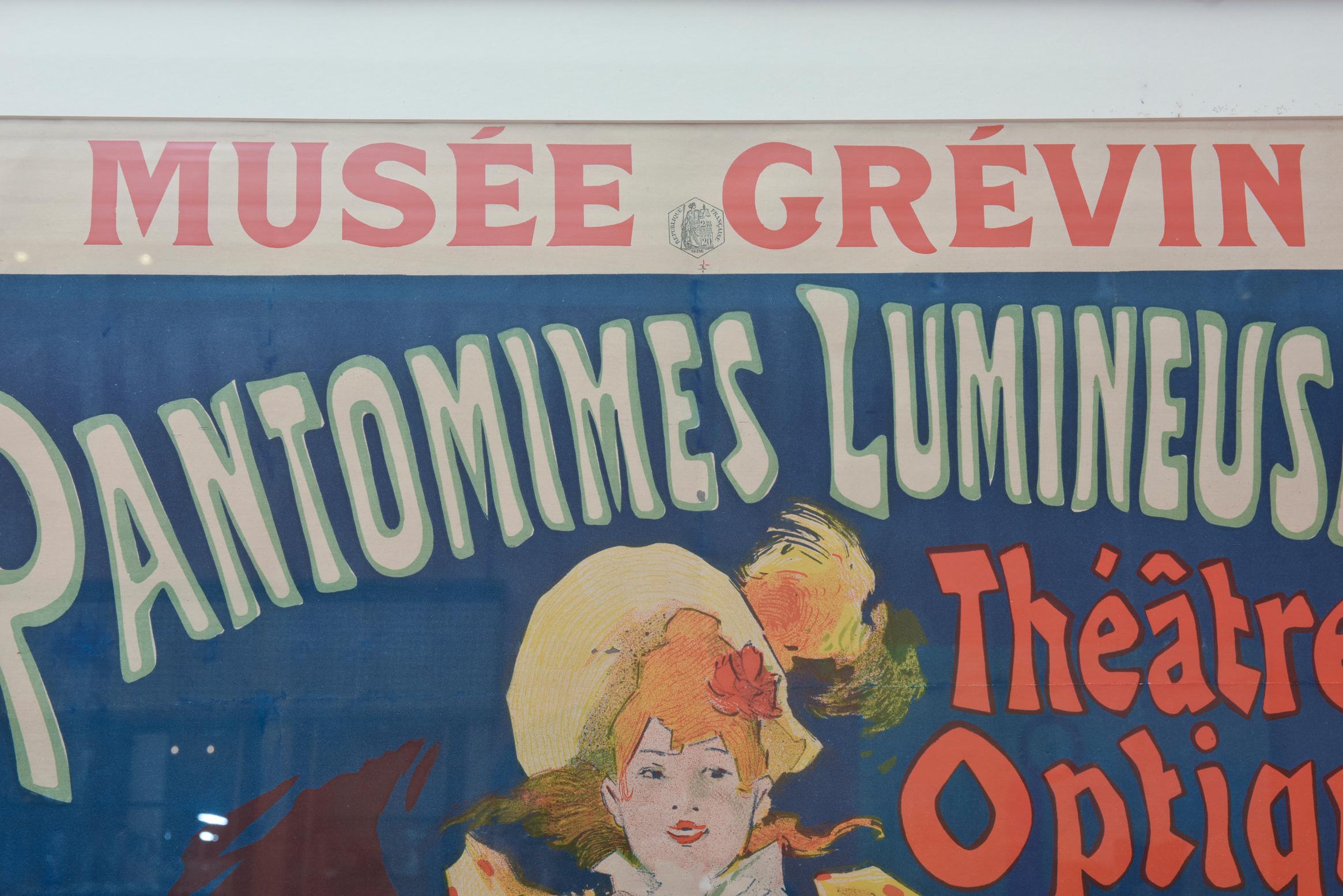 Jules Chéret Musée Grévin Pantomimes Lumineuses Théâtre Poster, Circa 1892 In Good Condition In Miami Beach, FL