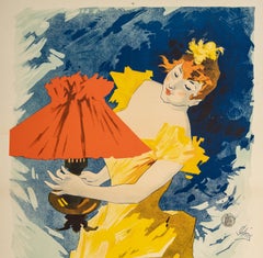 Jules Cheret, Cartel original Belle Epoque, Saxoleine, Lámpara de aceite Art Nouveau 1895