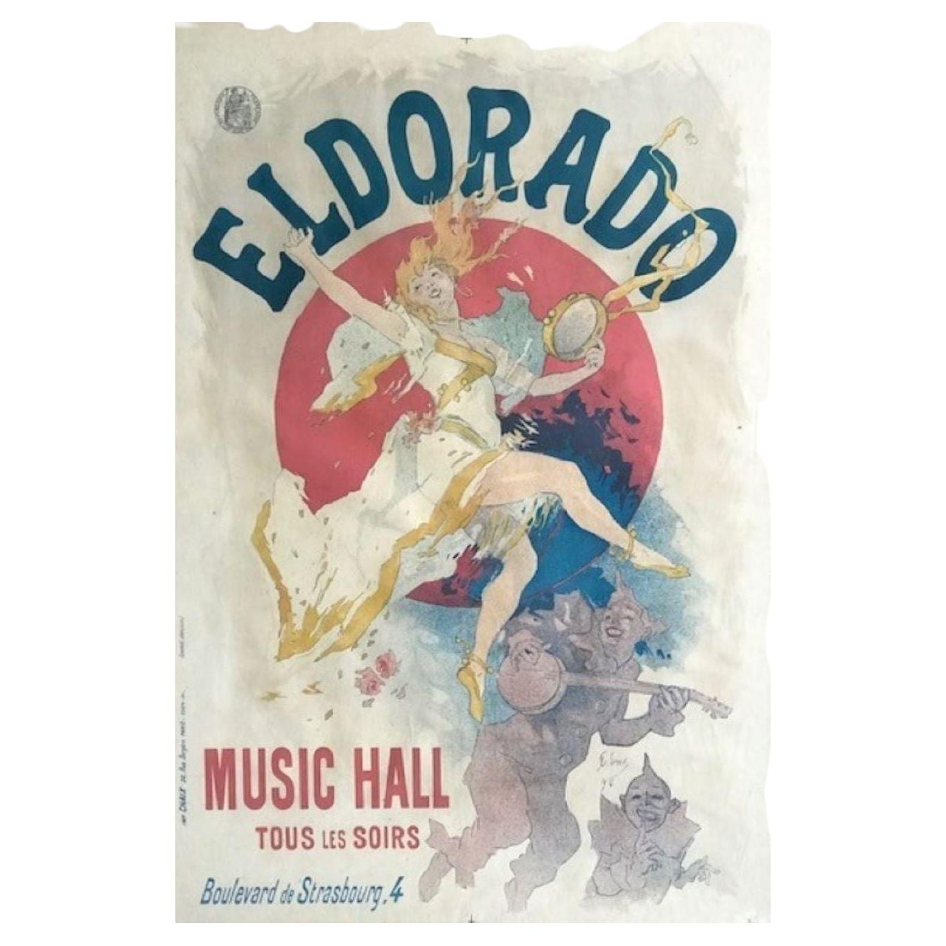 Art Nouveau Jules Cheret Original El Dorado Paris Poster, Circa 1894