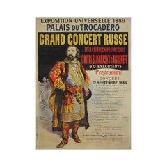 Affiche de 1889 représentant le « Grand Concert russe » de Jules Chéret à l'Exposition universelle