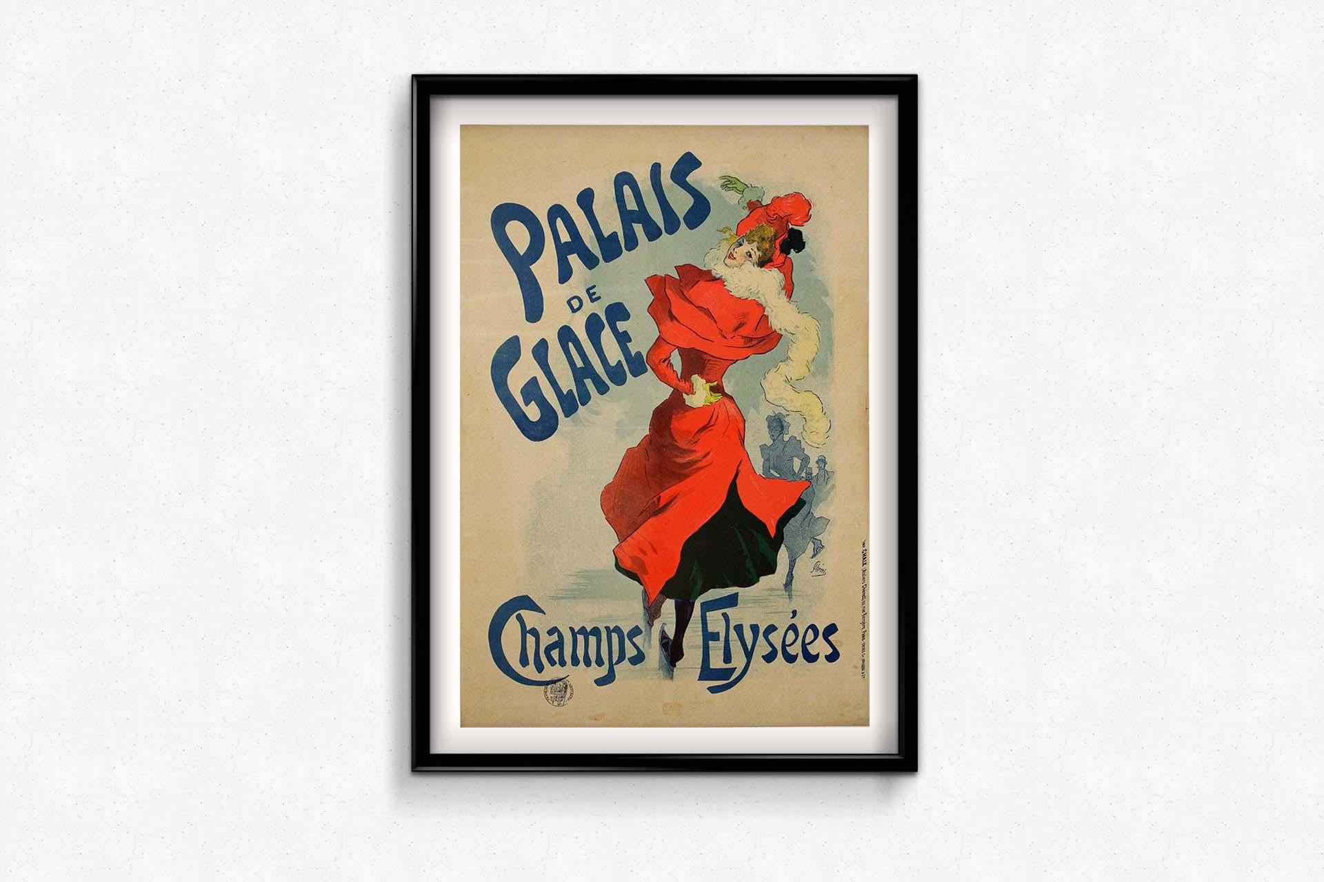 1895 original poster by Jules Chéret - Palais de Glace on the Champs-Élysées For Sale 1