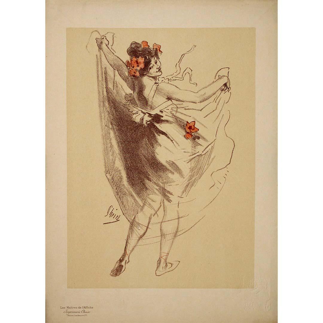 Diese intime Lithografie, die 1898 als allererste Beilage zu Les Maîtres de l'Affiche entstand, destilliert Jules Chérets Vision des Paris der Belle Époque in eine einzige, beschwingte Figur. Es trägt den Titel La Danse und zeigt eine junge