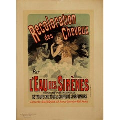Affiche lithographique de 1898 des Maîtres de l'Affiche par Jules Chéret L'Eau des Sirènes