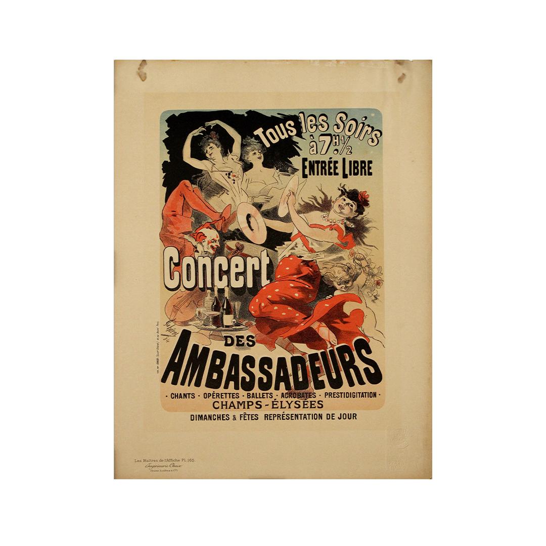 1898 Original lithographic poster by Jules Chéret - Concert des Ambassadeurs For Sale 1