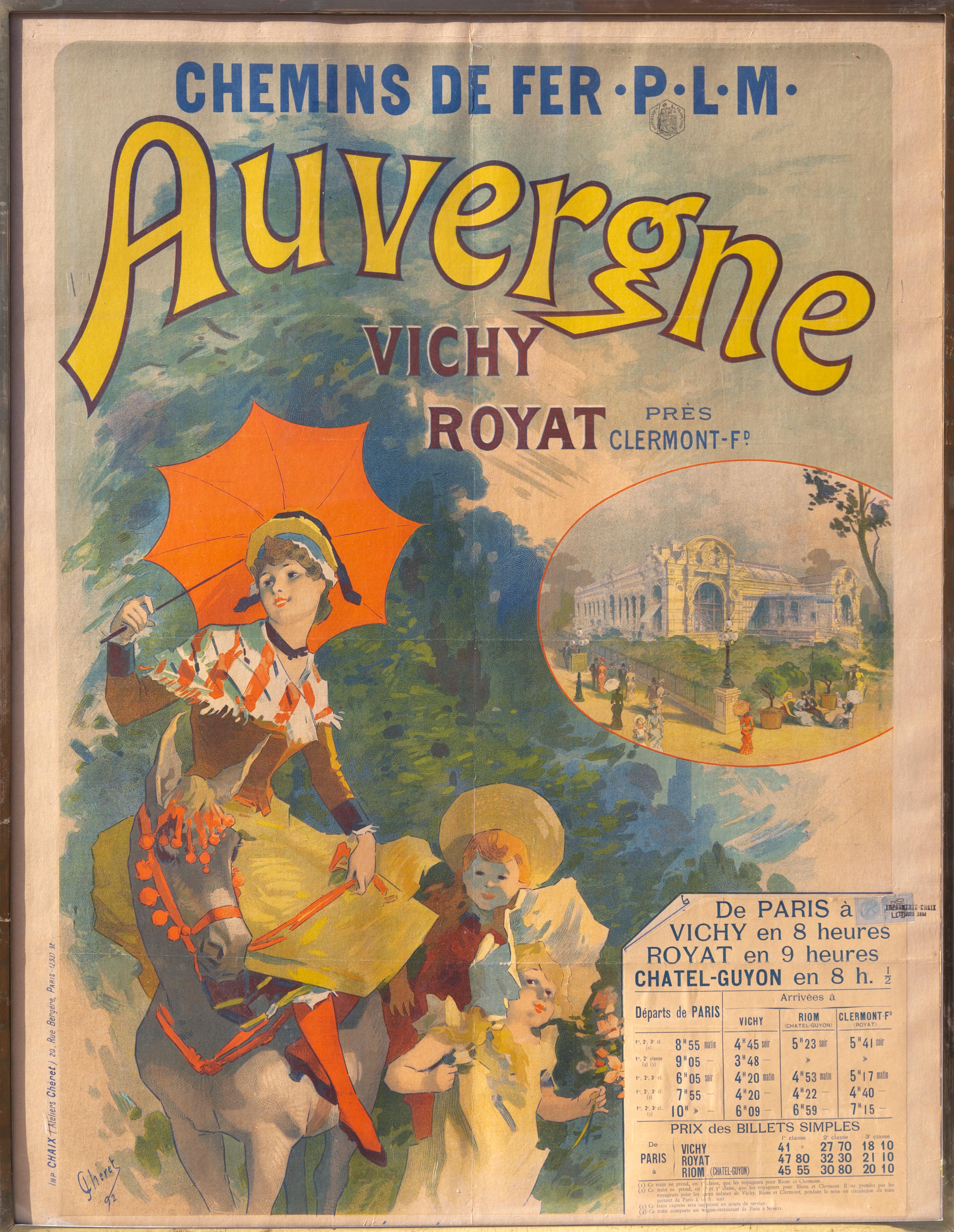 Auvergne, French Travel Poster by Jules Cheret 1892