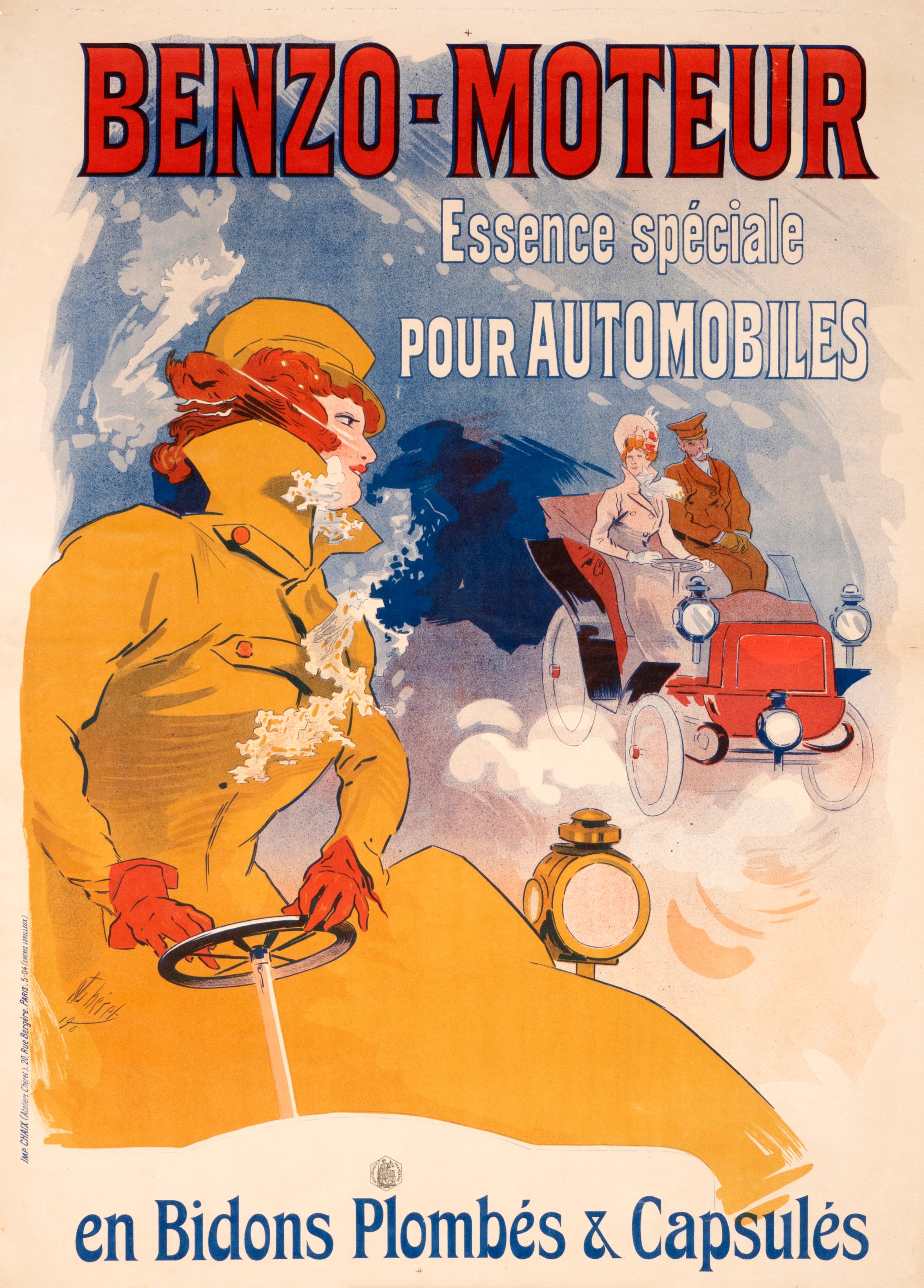 "Benzo Moteur" Original Vintage Gasoline Poster by Jules Cheret - Print by Jules Chéret