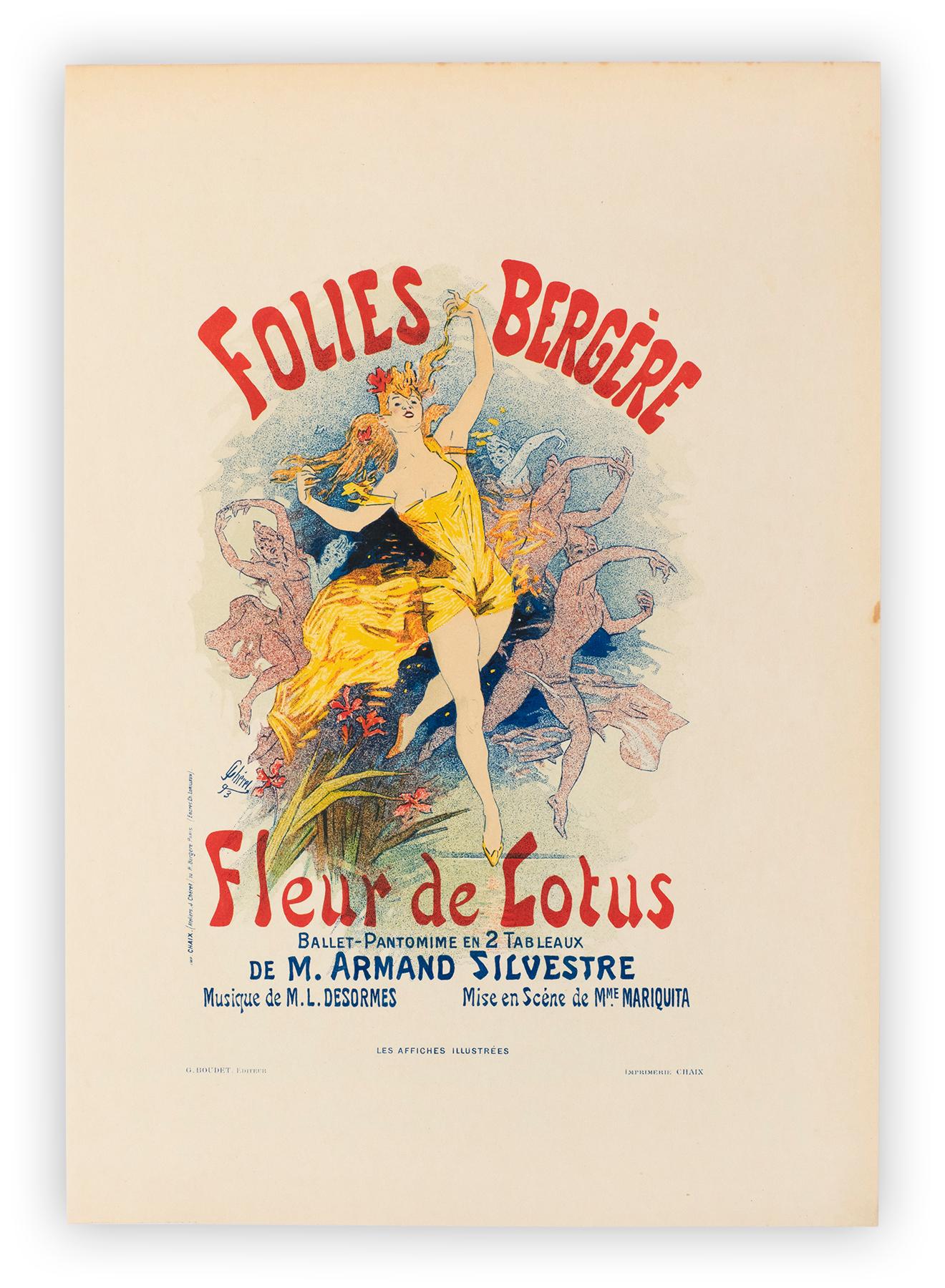 Folies Bergre: Fleur de Lotus von Jules Chret, Lithographie Belle Poque, 1896 (Art nouveau), Print, von Jules Chéret
