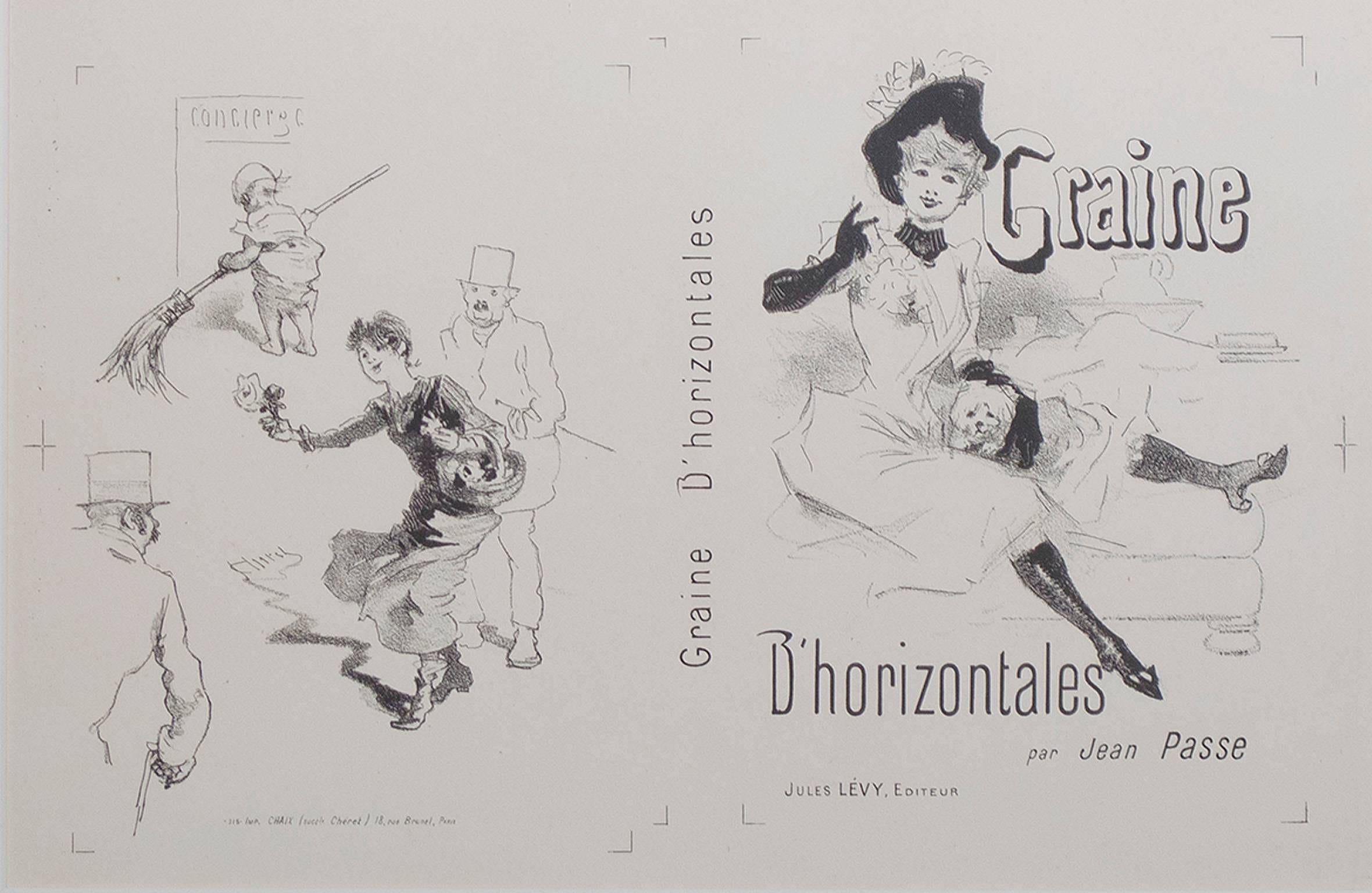 "Graine d'Horizontales," Original Black & White Lithograph by Jules Cheret