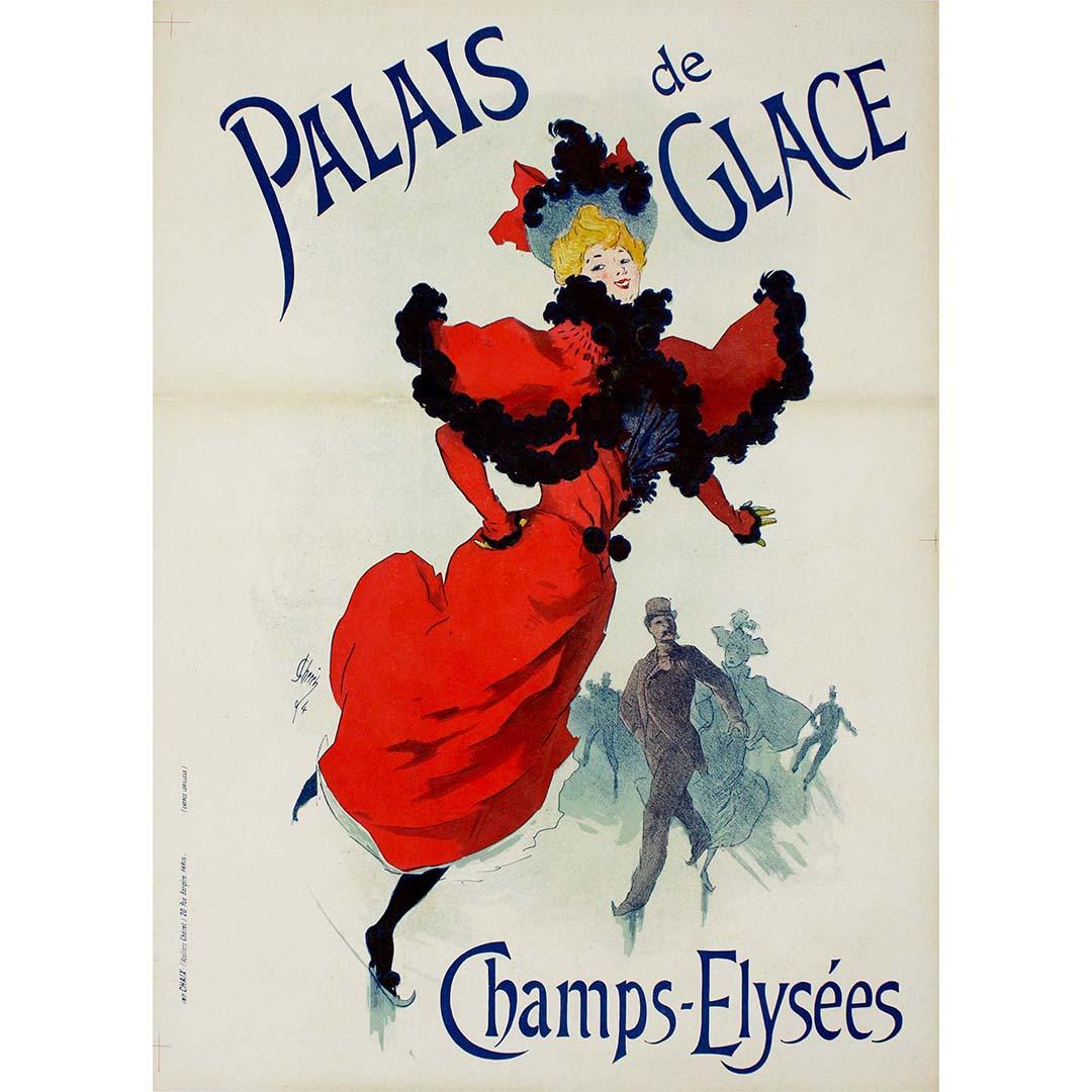 L'affiche originale de Jules Chéret pour le "Palais de Glace Champs-Élysées" de 1894 est un joyau de l'art de l'affiche du XIXe siècle. Chéret, considéré comme le père de l'affiche moderne, a créé une œuvre vibrante et captivante pour promouvoir cet