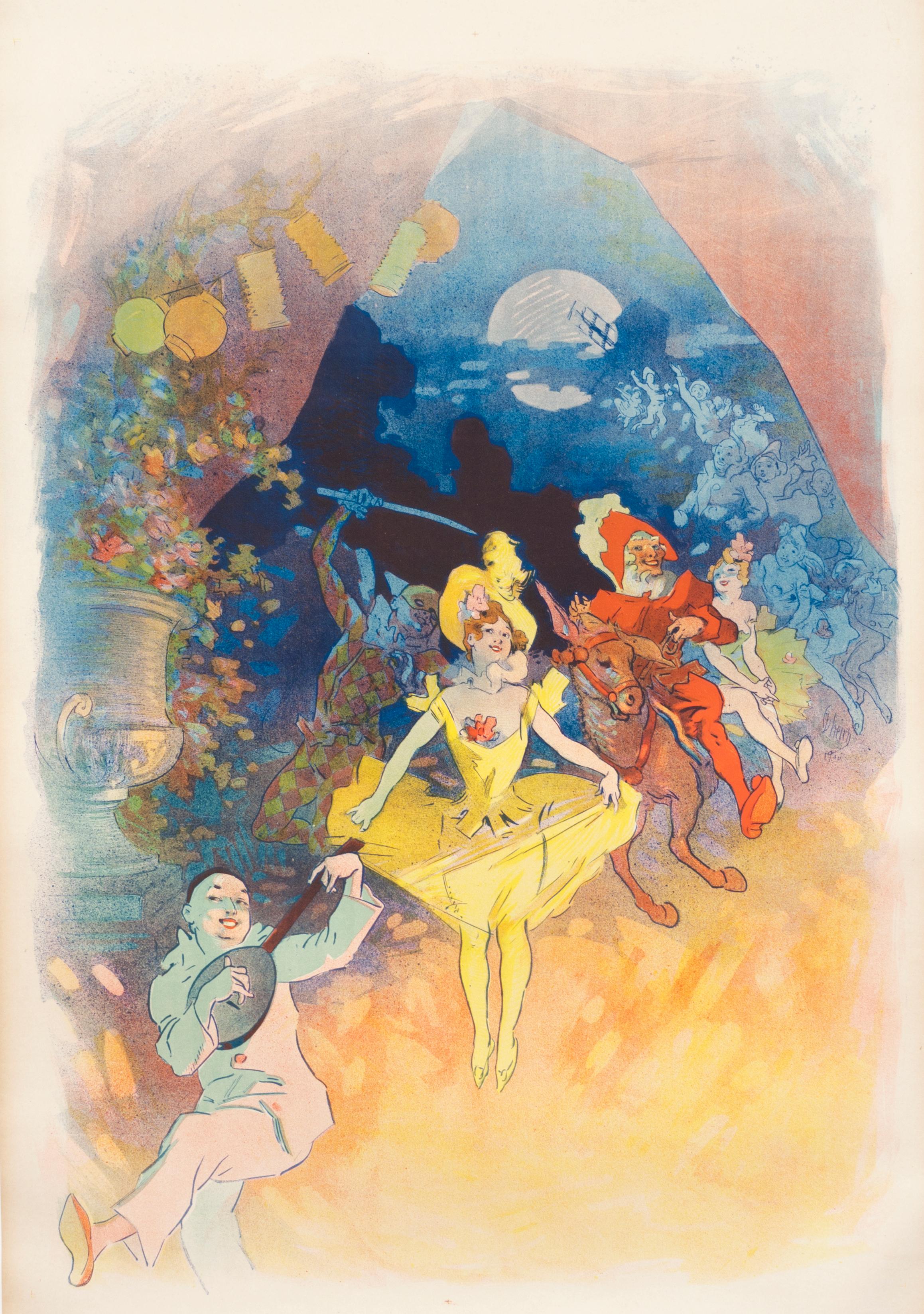 "Musee Grevin" Original Art Nouveau Cabaret Performance Poster 1900 Cheret