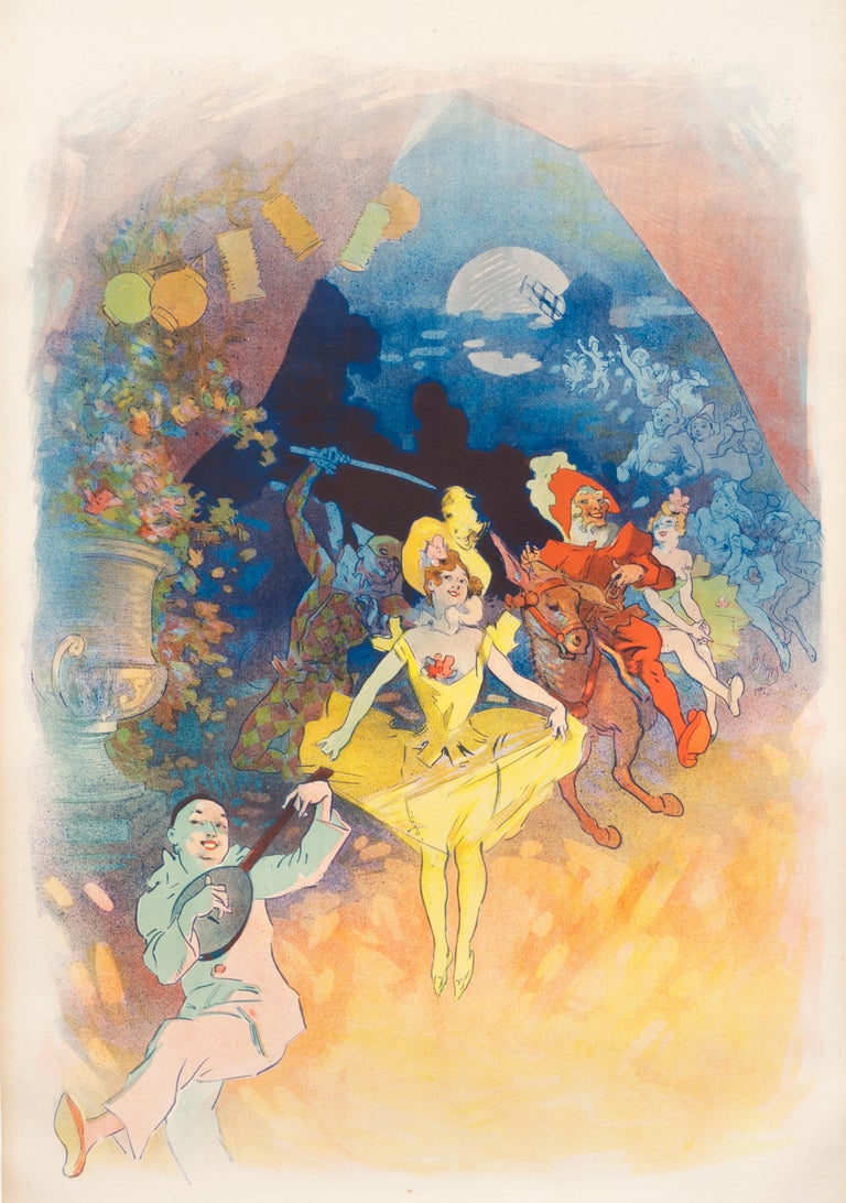 Jules Chéret Figurative Print - "Musee Grevin" Original Art Nouveau Cabaret Performance Poster 1900 Cheret