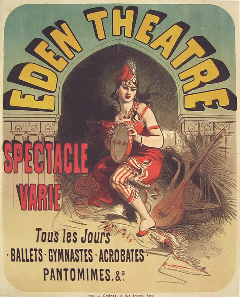 Jules Chéret Print - Original Antique French Poster, "Eden Theatre", Jules Cheret, Lithograph