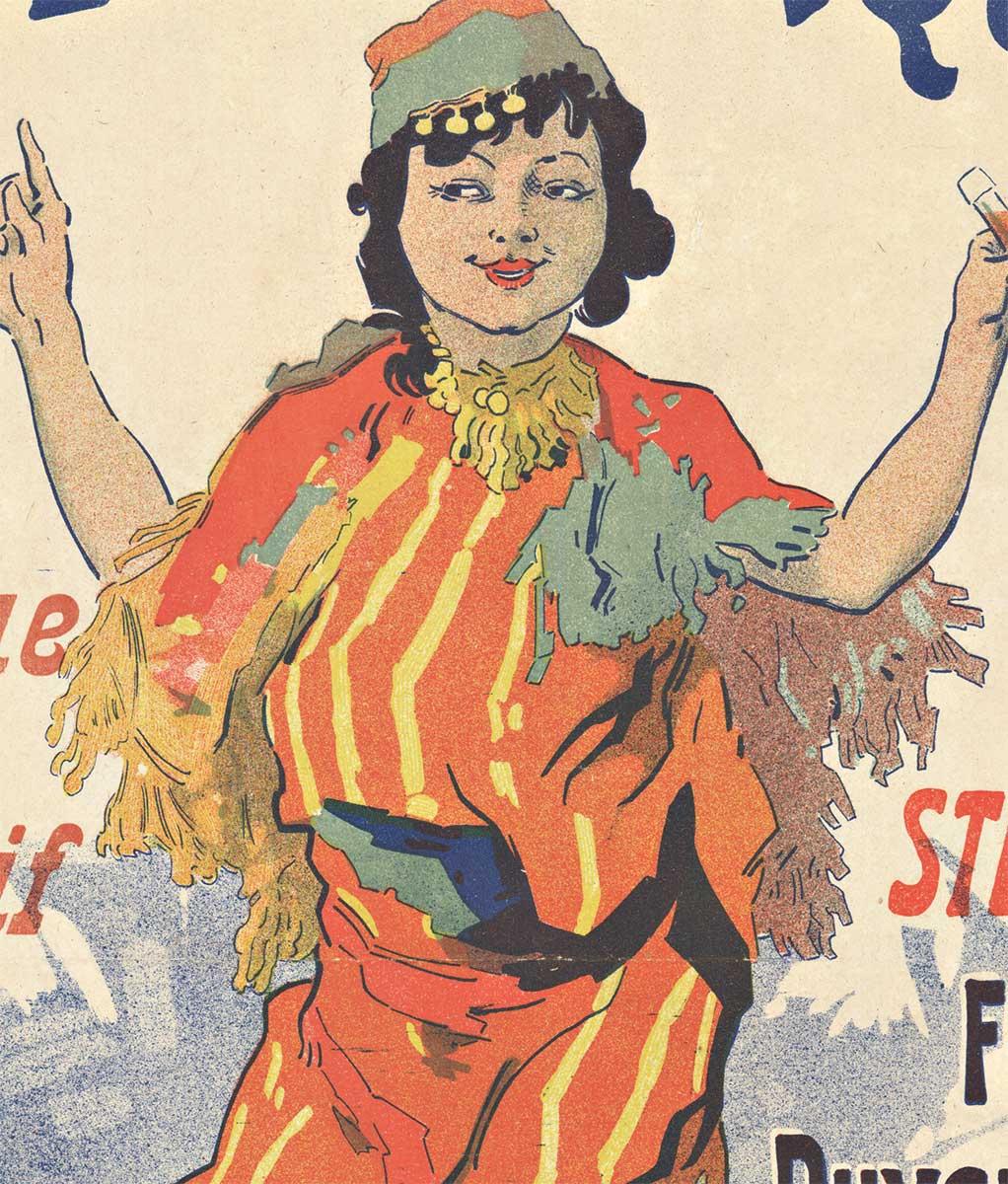 Original Kola Marque, 1895 vintage French liquor poster by Jules Cheret - Print by Jules Chéret