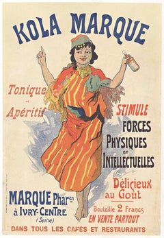 Original Kola Marque, 1895 vintage French liquor poster by Jules Cheret