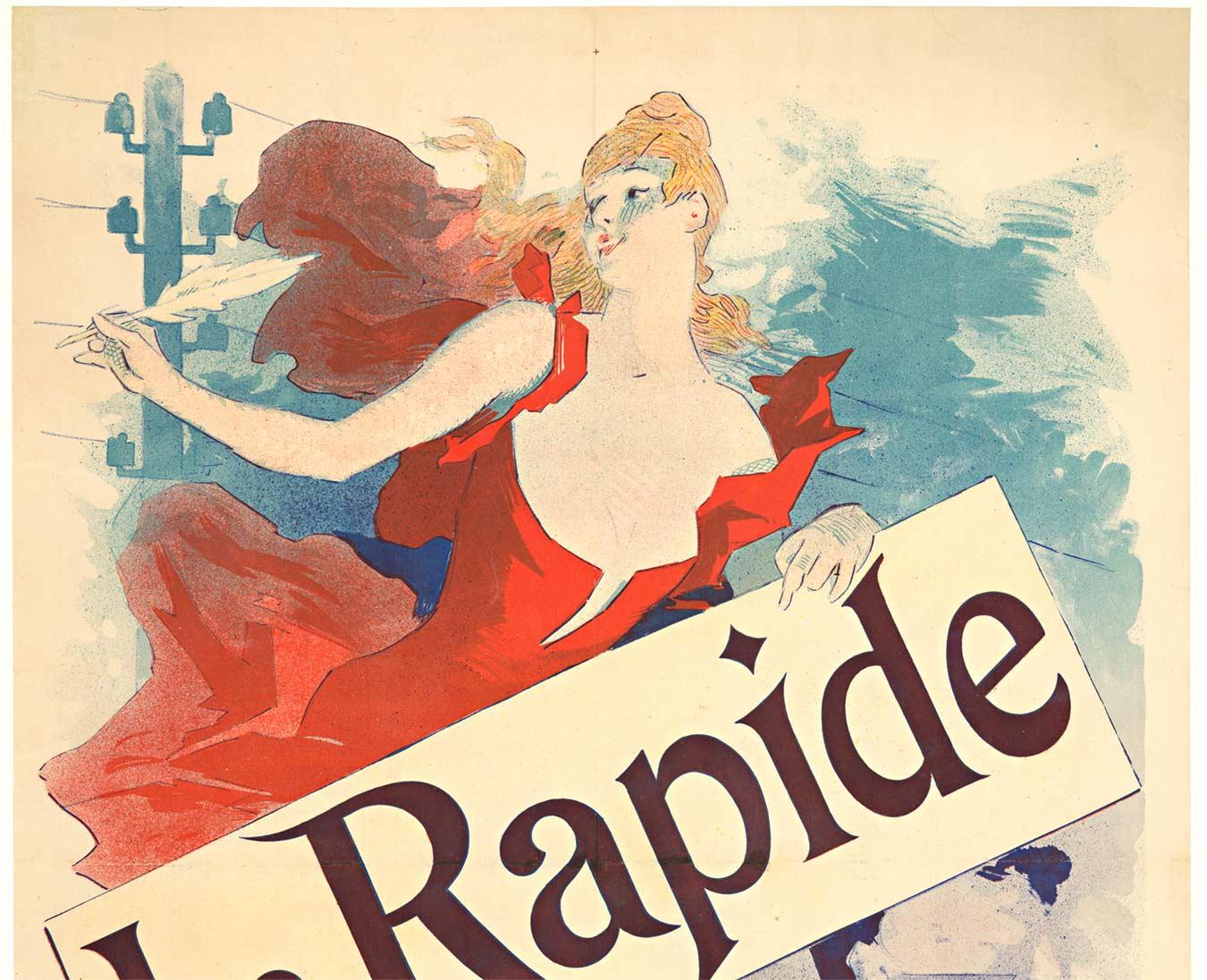 Original 'Le Rapide Grande Journal Quotidien; art nouveau vintage poster  - Print by Jules Chéret
