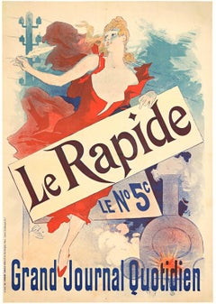 Affiche vintage d'origine « Le Rapide Grande Journal Quotidien » ; art nouveau 