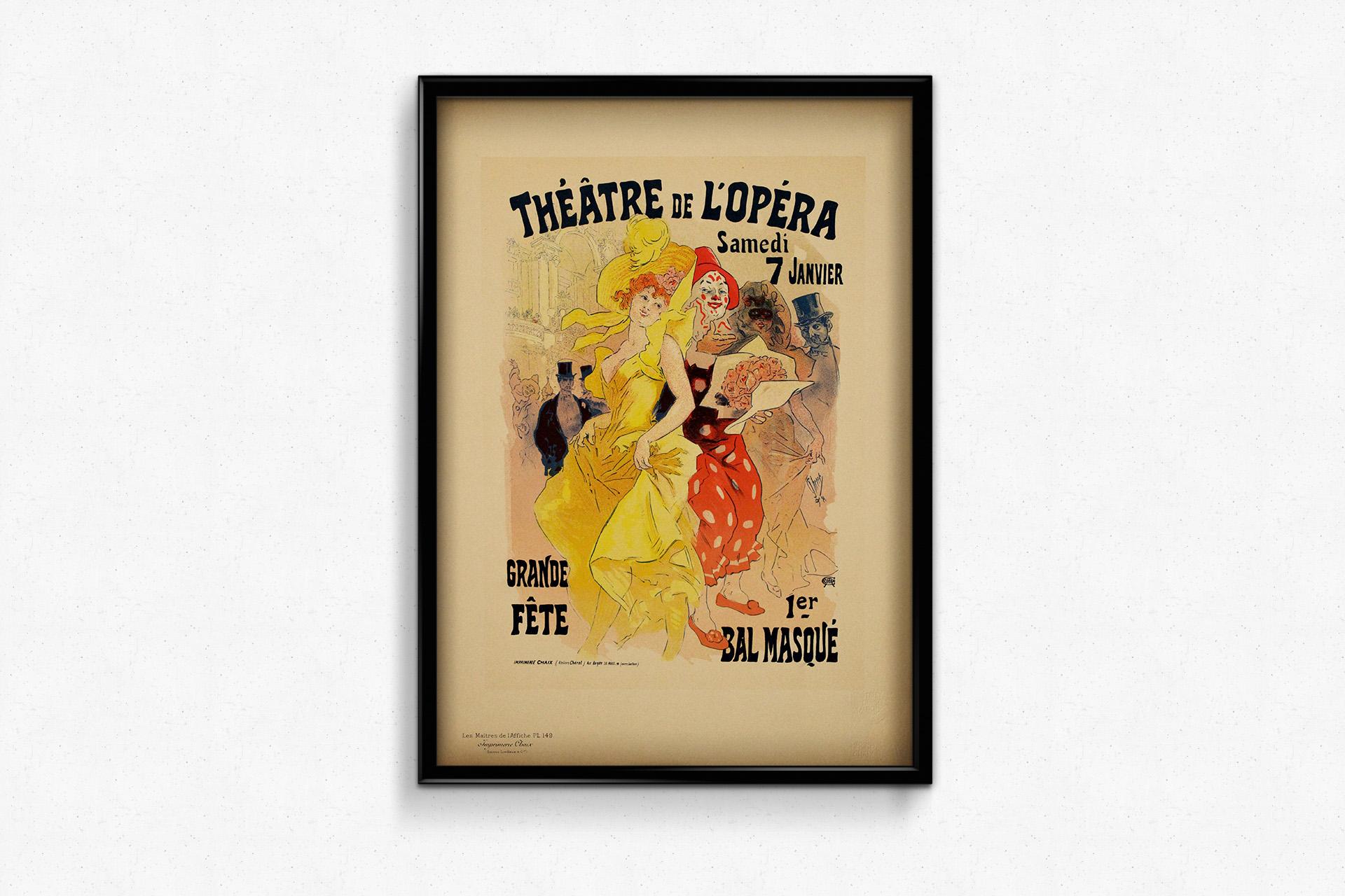 Poster originale di Jules Chéret Théâtre de l'Opéra Grande fête 1er bal masqué in vendita 1