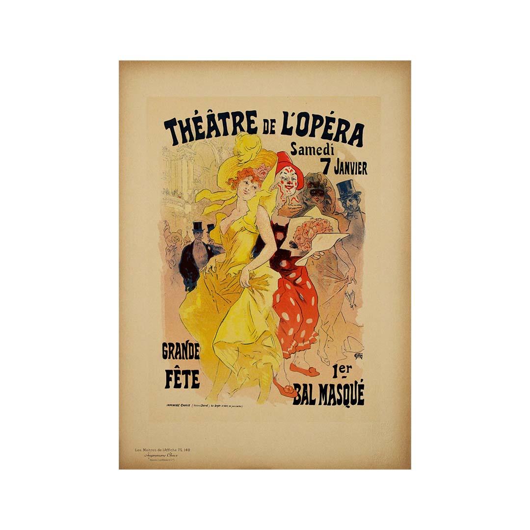 Poster originale di Jules Chéret Théâtre de l'Opéra Grande fête 1er bal masqué in vendita 3