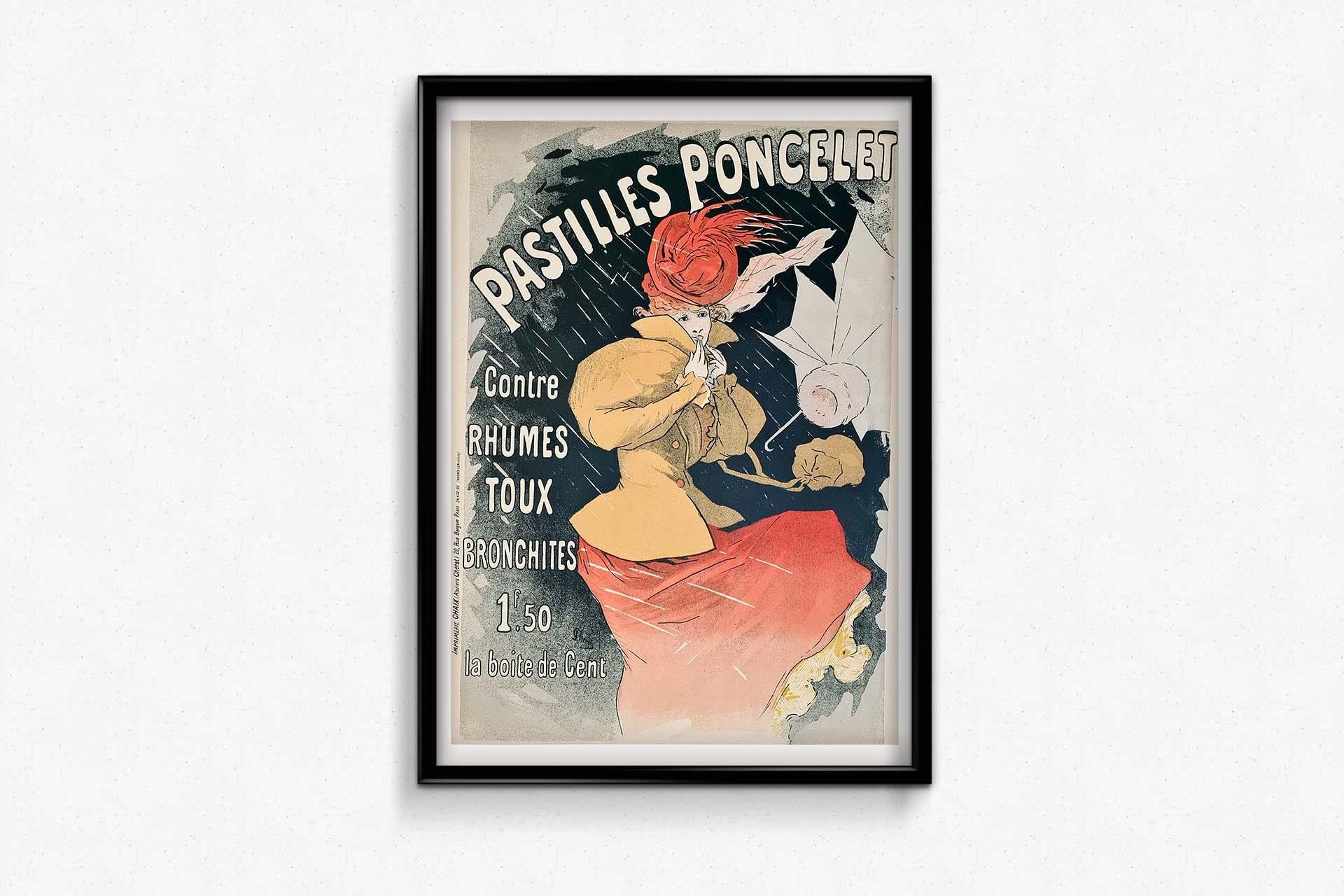 Cartel Pastilles Poncelet de Jules Chéret arte publicitario temprano Belle Epoque en venta 1
